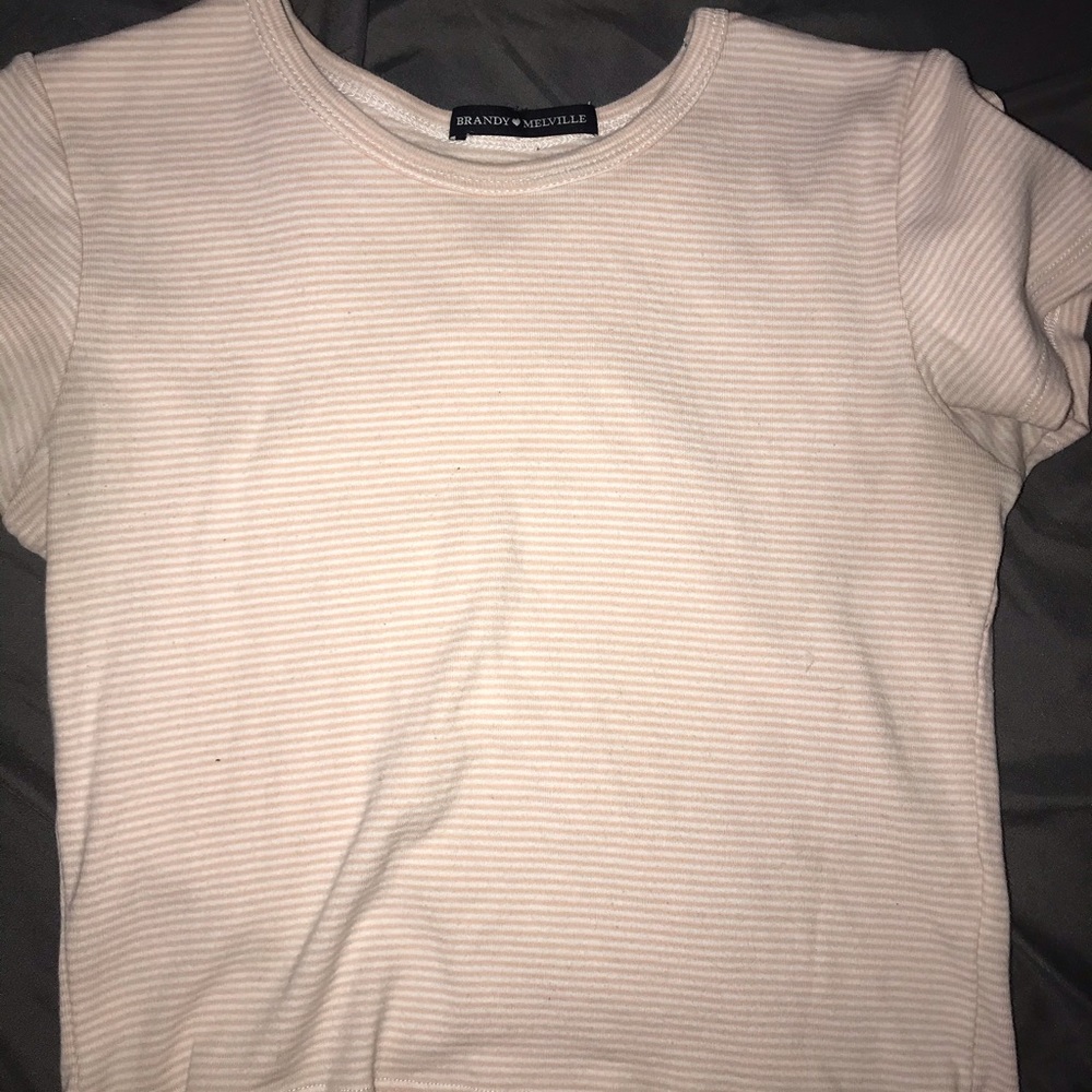 Brandy Melville baby pink and white crop top